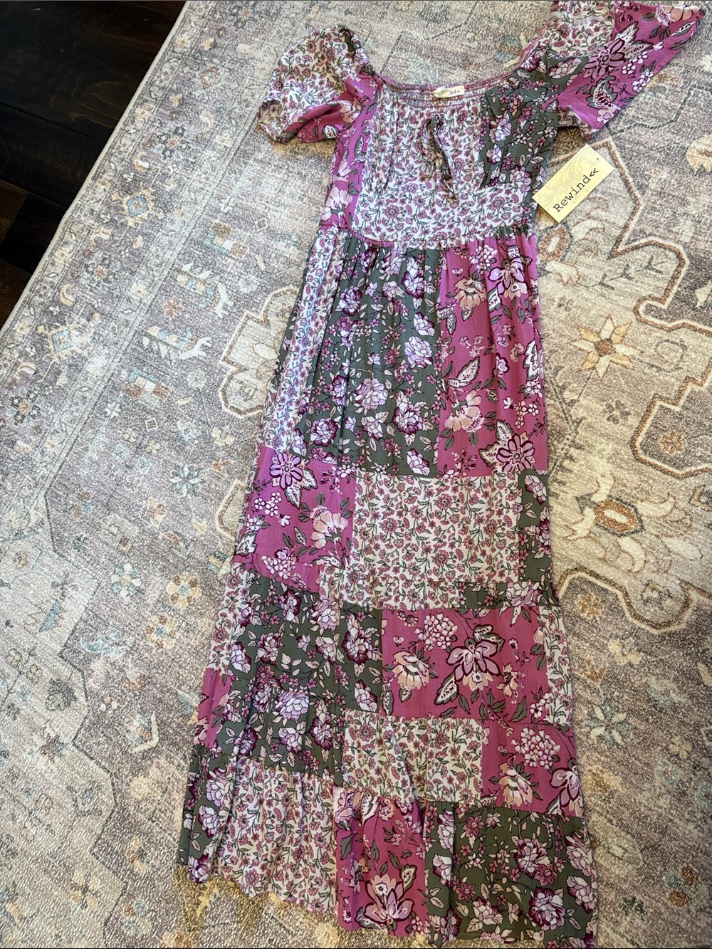 Rewind Purple Floral Patchwork Maxi Dress